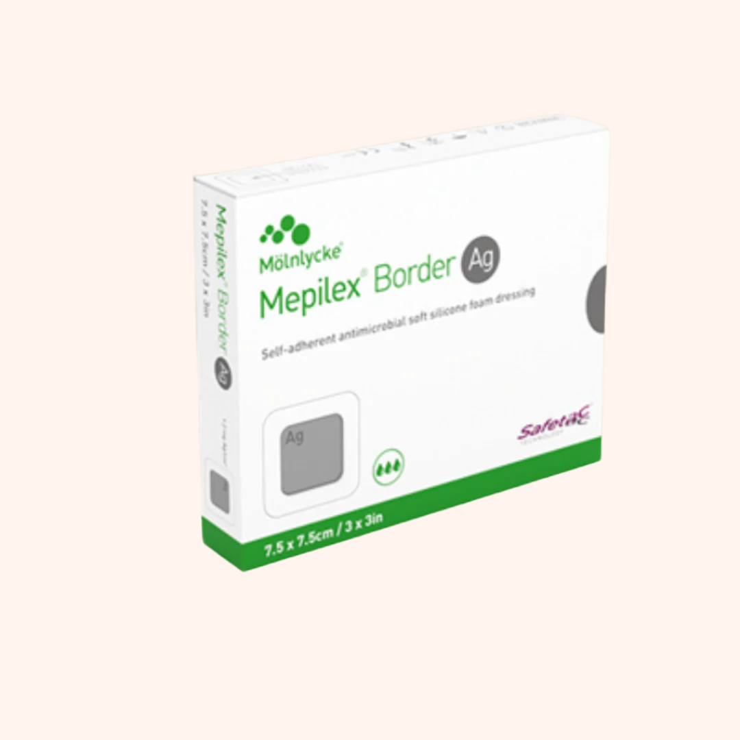 Image of Monlylcke Mepilex Border Ag (Silver) Foam Dressing. | Direct Medical Inc.