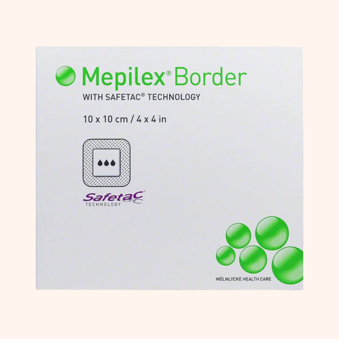 Mepilex Border Foam Dressing Packing Box with five foam dressings in each box. | Direct Medical Inc.