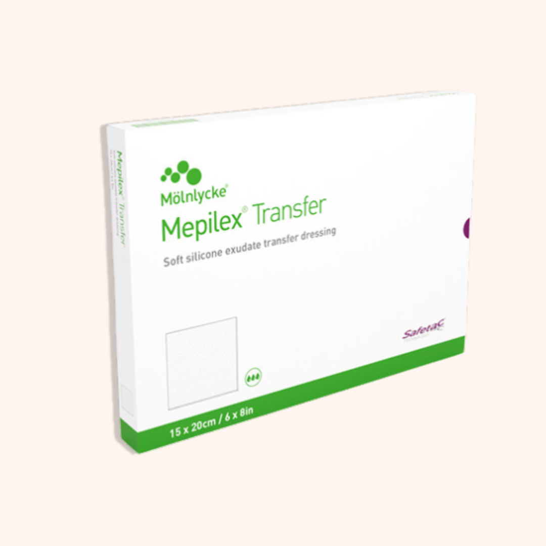 Molnlycke Mepilex Transfer Foam Dressing is a Soft Silicone Exudate Transfer Dressing. | Direct Medical Inc.