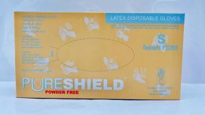 PureShield Latex Disposable Medical Gloves- SMALL, Green, Powder Free 100ct/Box 