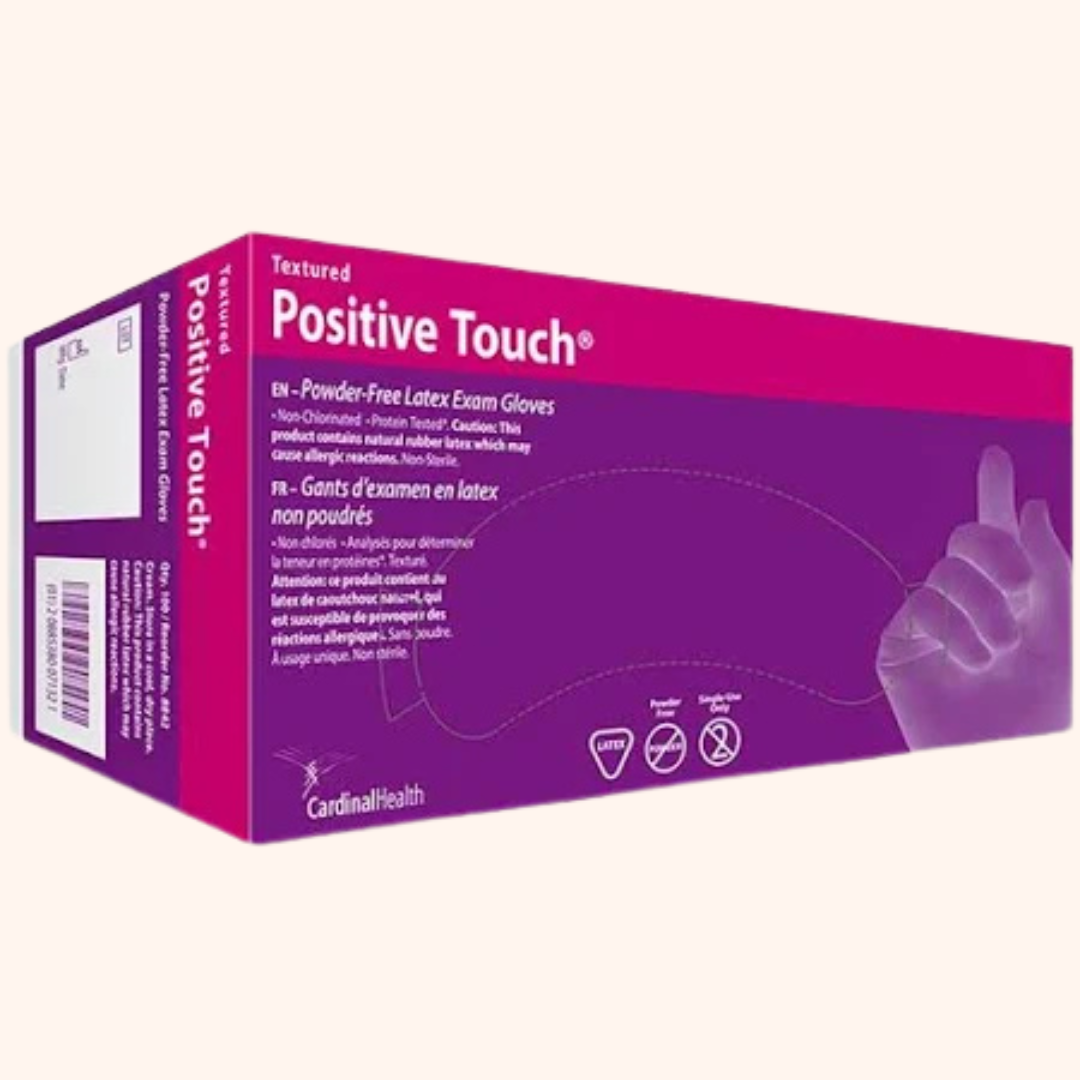 Cardinal Health Positive Touch Powder Free Latex Exam Gloves Box in Large. | Direct Medical Inc. 
