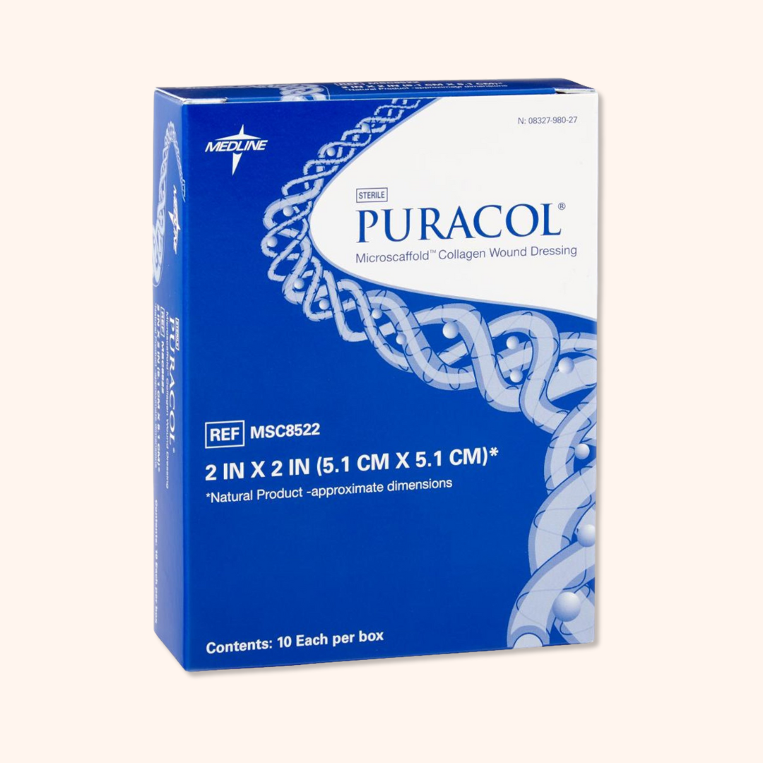 Medline Puraco Collagen Wound Dressing is for all drainage types. Highly absorbent material converts to soft, gel sheet that stays in contact with wound bed as it absorbs exudates. | Direct Medical Inc. 