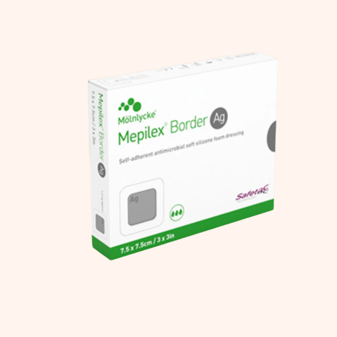 Image of Monlylcke Mepilex Border Ag (Silver) Foam Dressing. | Direct Medical Inc. 