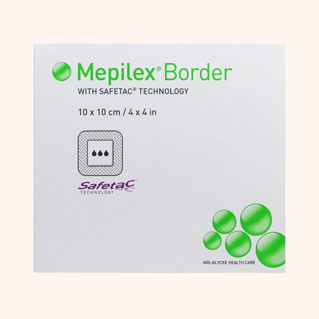 Mepilex Border Foam Dressing Packing Box with five foam dressings in each box. | Direct Medical Inc. 