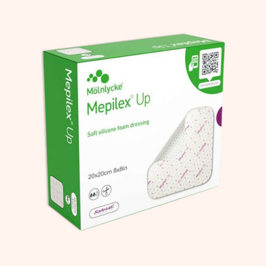 Mepilex Up non-border foam dressing packing box. | Direct Medical Inc.