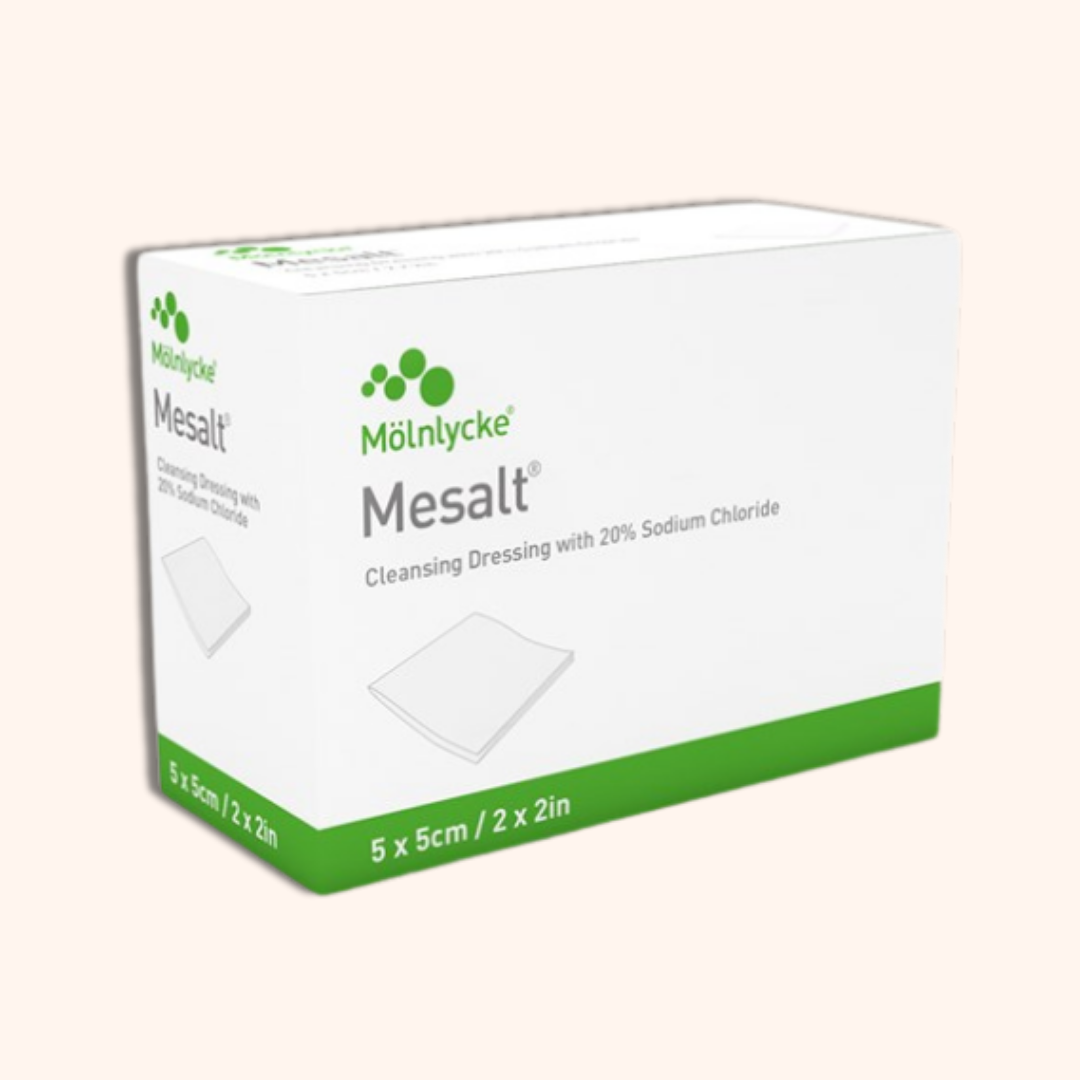Mesalt is a Sodium chloride dressing to stimulate the cleansing of discharging wounds. | Direct Medical Inc. 